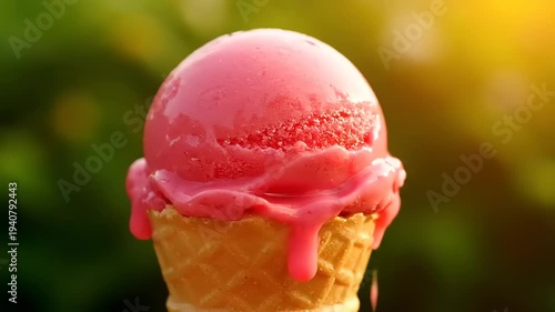 Wallpaper Mural Strawberry ice cream cone in sunshine. Torontodigital.ca