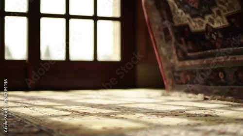 Wallpaper Mural Sunlight streams through a window onto a patterned rug. Torontodigital.ca