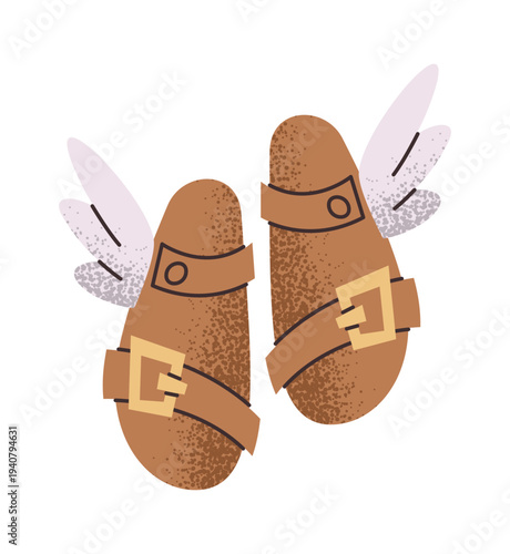 Greek sandals with wings element