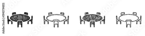 Sketch round table icon design set