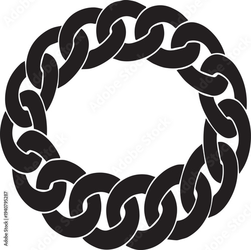Thick Interlocking Curb Chain Bracelet Silhouettes Vector