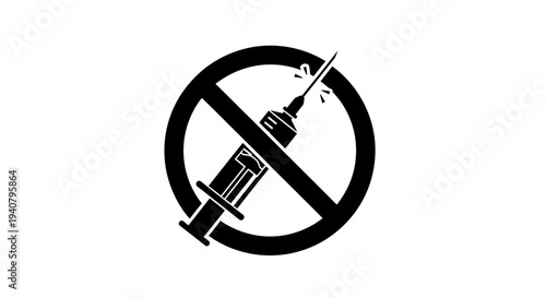 Prohibited Syringe Icon Symbol Sign.