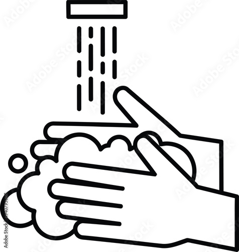 Hands washing with soap and water hygiene icon for public health