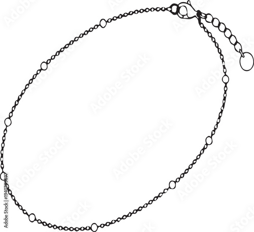 Delicate Satellite Chain Bracelet Silhouettes Minimalist Vector