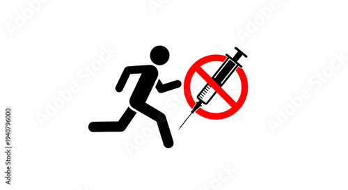 Person Running Away from Prohibited Syringe.