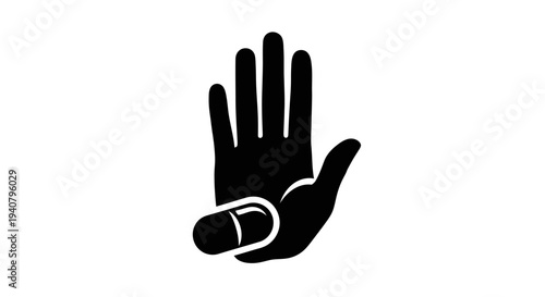 Black Hand Gesture with Thumb and Finger.