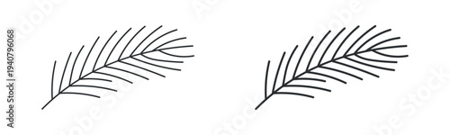 Palm leaf icon set, tropical plant palm frond nature symbol, outline and solid silhouette style. Vector illustration.