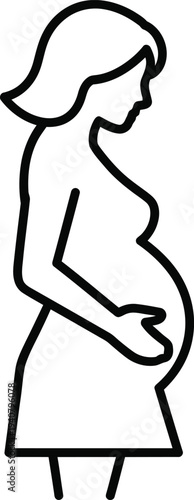 Pregnant woman silhouette icon representing pregnancy and prenatal healthcare