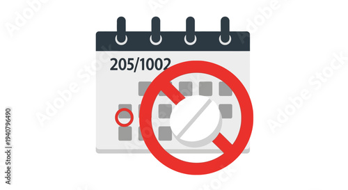 Calendar with Prohibition Symbol Marked Date.