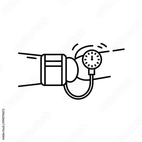 Blood pressure measurement using a sphygmomanometer on a patients arm for health monitoring.