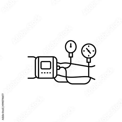 Blood Pressure Monitor Line Icon for Medical and Healthcare Design.