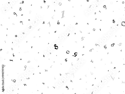 falling colorful messy numbers. math study concept with flying digits. posh back to school mathematics banner on white background. falling numbers vector illustrationeps.10..