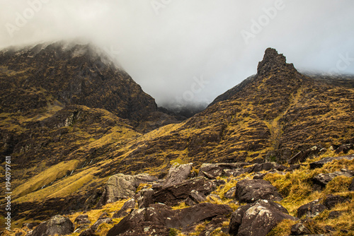 mountain landscape with fog