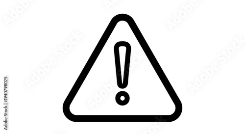 Black outline warning sign with exclamation mark icon for caution, alert, error, danger, and safety notice symbol