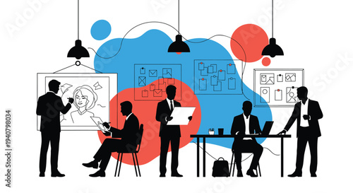 Set of business people working together vector illustration