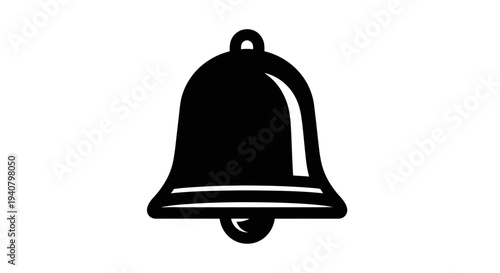 Black Bell Icon for Notifications, Alerts, Alarms, Reminders, and UI Design Element on White Background