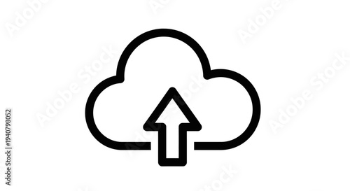 Cloud upload icon with upward arrow, representing data transfer, online storage, backup, and internet connectivity.