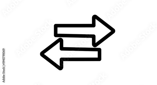 Bidirectional arrows icon representing exchange, transfer, or data flow, in a simple black outline on white background