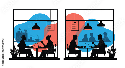 Set of 2 business meeting vector illustrations