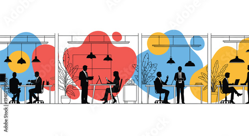 Set of office interior design elements vector