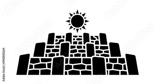 Black Stone Pyramid with Sun Symbol.