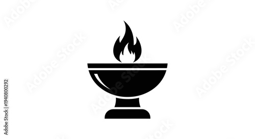 Black Candelabra with Flame Icon Illustration.