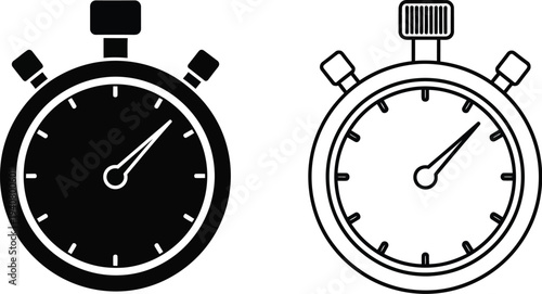 Stopwatch timer icons isolated on transparent background, Vector