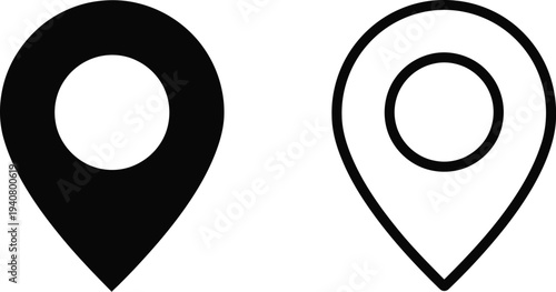 Map pin icons isolated on transparent background, Vector