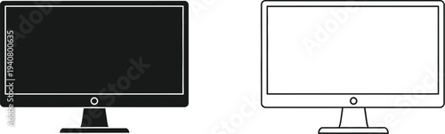 Computer monitor icons isolated on transparent background, Vector
