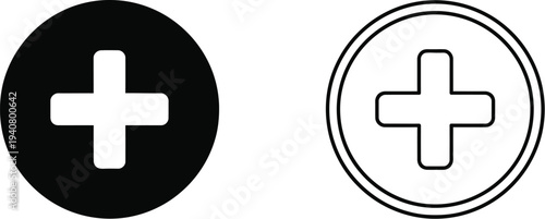 Plus sign icons isolated on transparent background, Vector