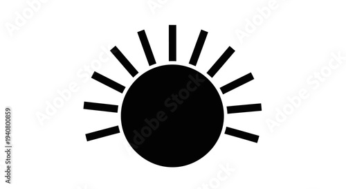 Black Sun Icon Simple Design Element.