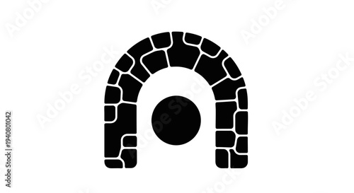 Stone Archway Entrance Silhouette Illustration.