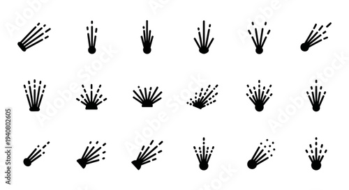 Multiple black hand silhouettes with varied finger gestures on a plain white background from a direct viewpoint