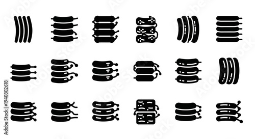 Collection of various black spring coil designs displayed on a clean white background