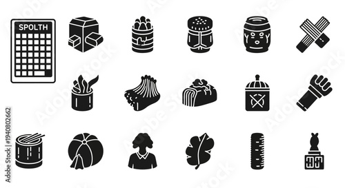 Collection of sports icons featuring various equipment and symbols from different games displayed together