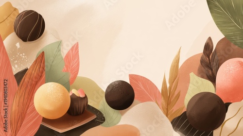 Modern Bakery Website Header With Pastry Illustration Set Against a Soft Neutral Background Showcasing Colorful Elements and Simple Shapes