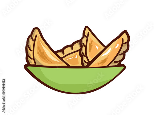 Illustration of fried empanadas, typical Latin American food