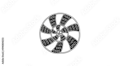 Black Roulette Wheel with Numbers and Ball.