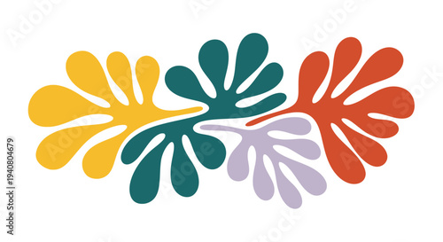 Abstract colorful illustration of flowers and plants in a stylized arrangement