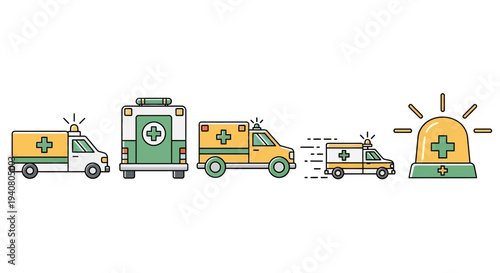 Emergency Vehicles and Medical Alert System Illustration