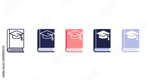 Collection of graduation caps on books from a straightforward view