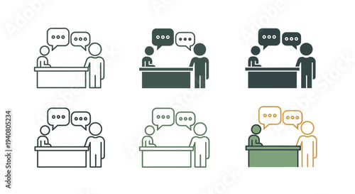 People gathered around a table engaging in discussions and conversations, illustrated from various viewpoints