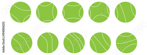 Black and white tennis ball icons, vector illustration of sports equipment Vector