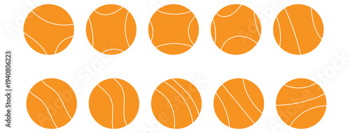 Black and white tennis ball icons, vector illustration of sports equipment Vector