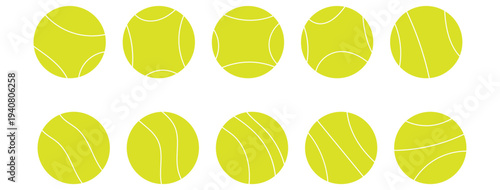 Black and white tennis ball icons, vector illustration of sports equipment Vector