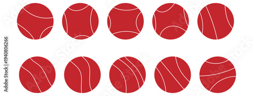 Black and white tennis ball icons, vector illustration of sports equipment Vector