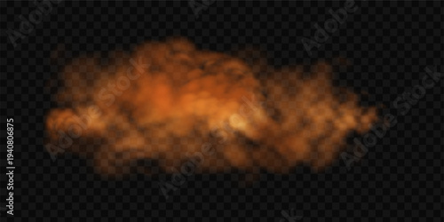 Abstract orange smoke effect with floating sparks creates dramatic fire atmosphere, ideal for overlay compositions with mysterious fog and burning ember elements.