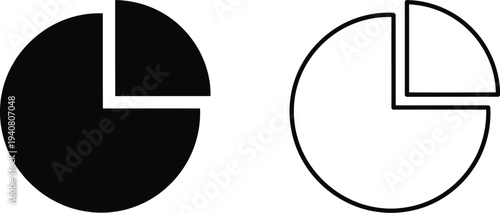 Pie chart black white isolated on transparent background, Vector