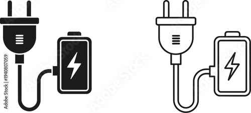 Charging icons set isolated on transparent background, Vector
