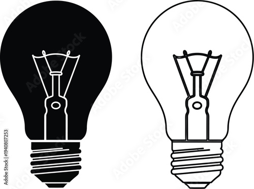 Light bulb ideas concept isolated on transparent background, Vector